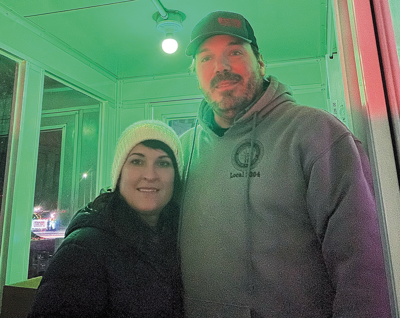 Local 2304 member Dan Weber and his wife, Tara, volunteering their time to staff the booths at this year’s Holiday Fantasy in Lights.