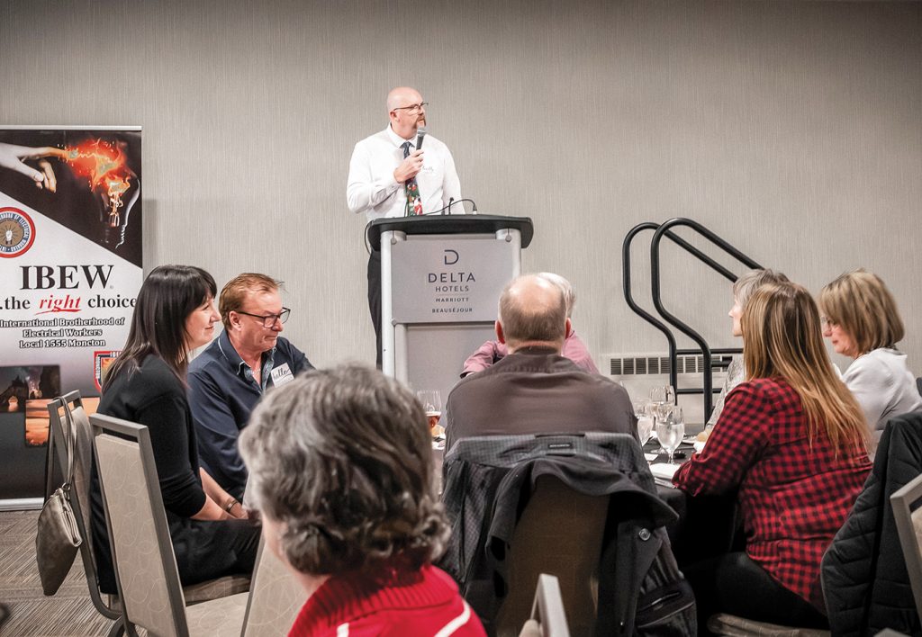 The members of Moncton, New Brunswick, Local 1555, led by Business Manager Jeff Morash, successfully argued against a U.S.-based company’s claim that a project to rebuild a rural wind turbine farm should be classified as maintenance instead of construction.