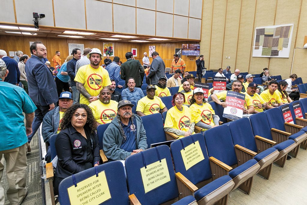 Turning out in unmissable numbers for City Council meetings proved crucial for the members of San Diego Local 465 in their successful fight against a job-killing ballot initiative to give the city government control of investor-owned San Diego Gas and Electric.