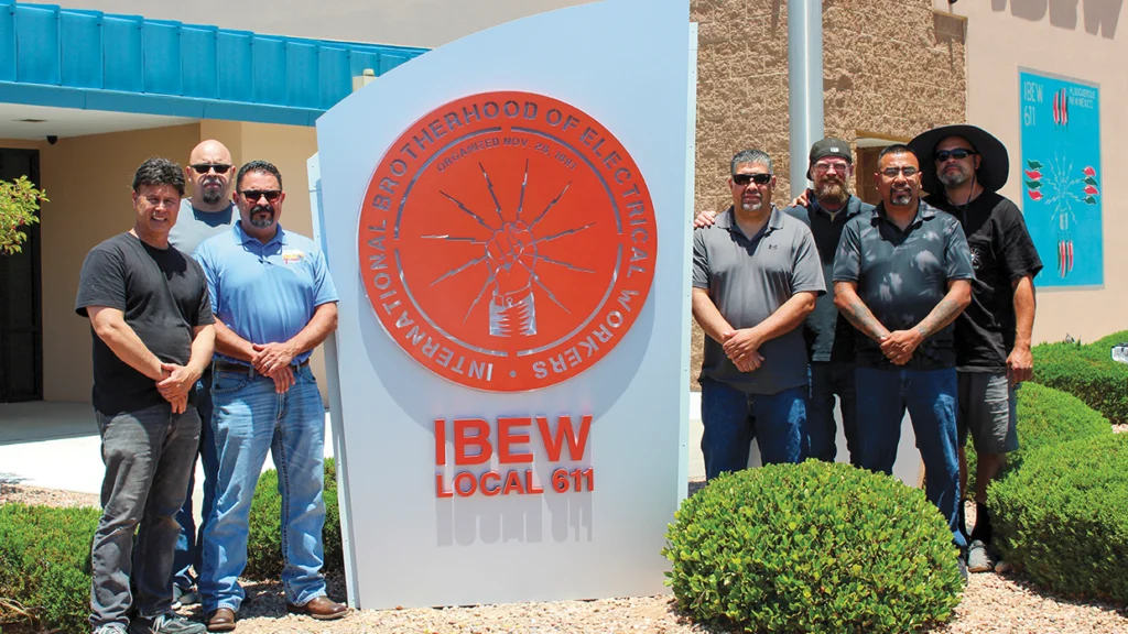 From left, Local 611’s Darrell J. Blair, Kenny Ortiz, Business Manager Alfonso “Fonze” Martinez, Ray Cantrell, Jason “Hippie” Bowers, Joaquin Garcia and Rudy Duerson.