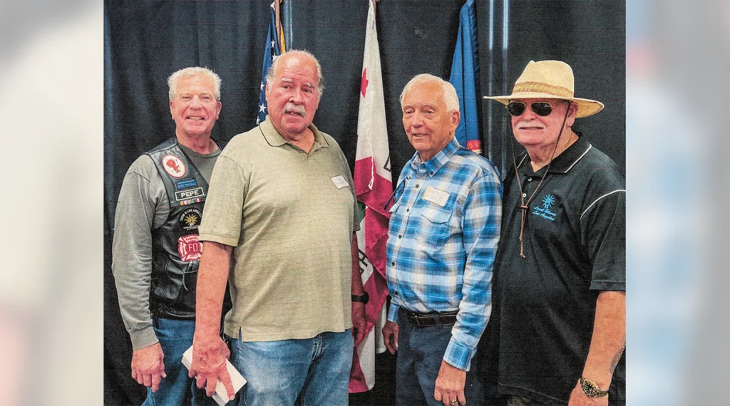 From left, Local 11’s past Business Managers Joel Barton (2018-2023) Brian Benefield (1994-1997), Floyd “Skip” Henke (1984-1991) and Marvin Kropke (1997-2018) at a recent Retirees’ Club luncheon.