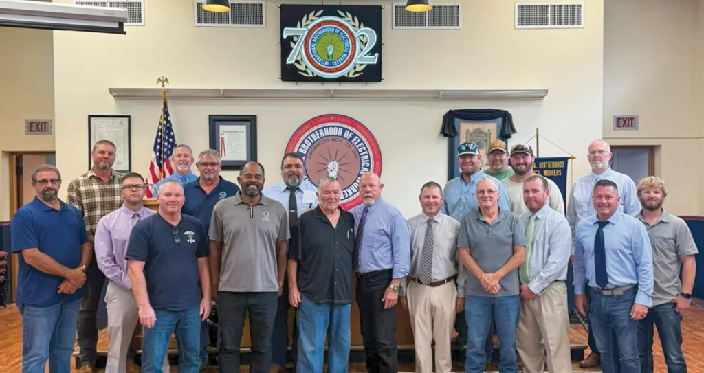 Local 702 staff and executive board with retiring member Kevin Leehy.
