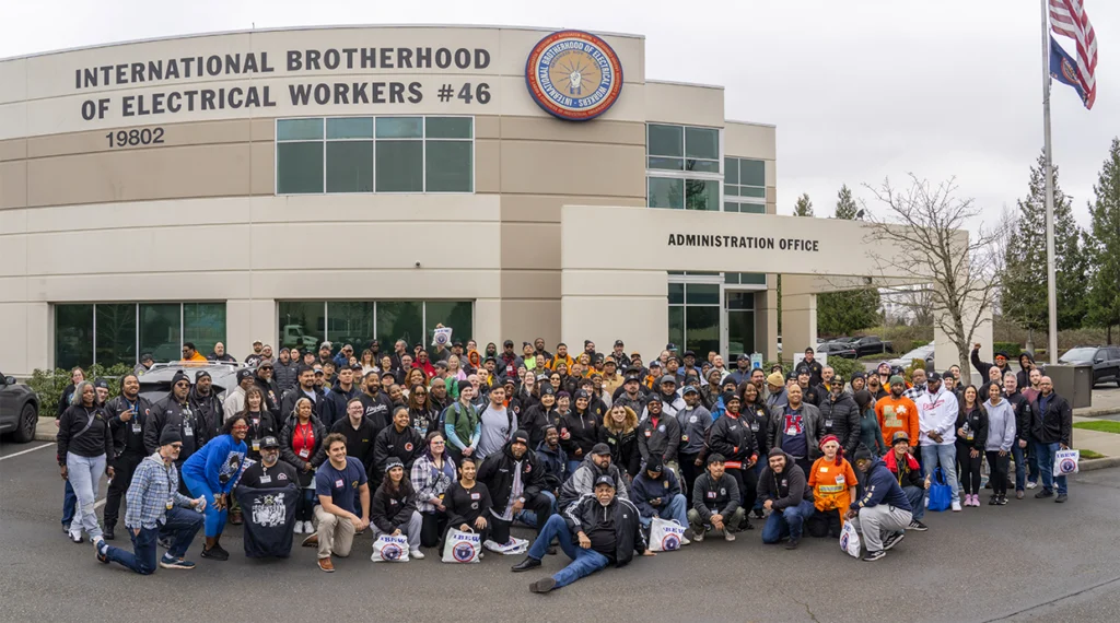 Day of Service volunteers at the Local 46 union hall.