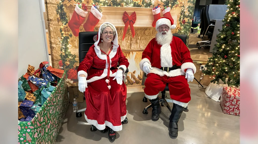 Jack and Donna Cox playing Santa and Mrs. Claus at the Local 68 holiday gathering.