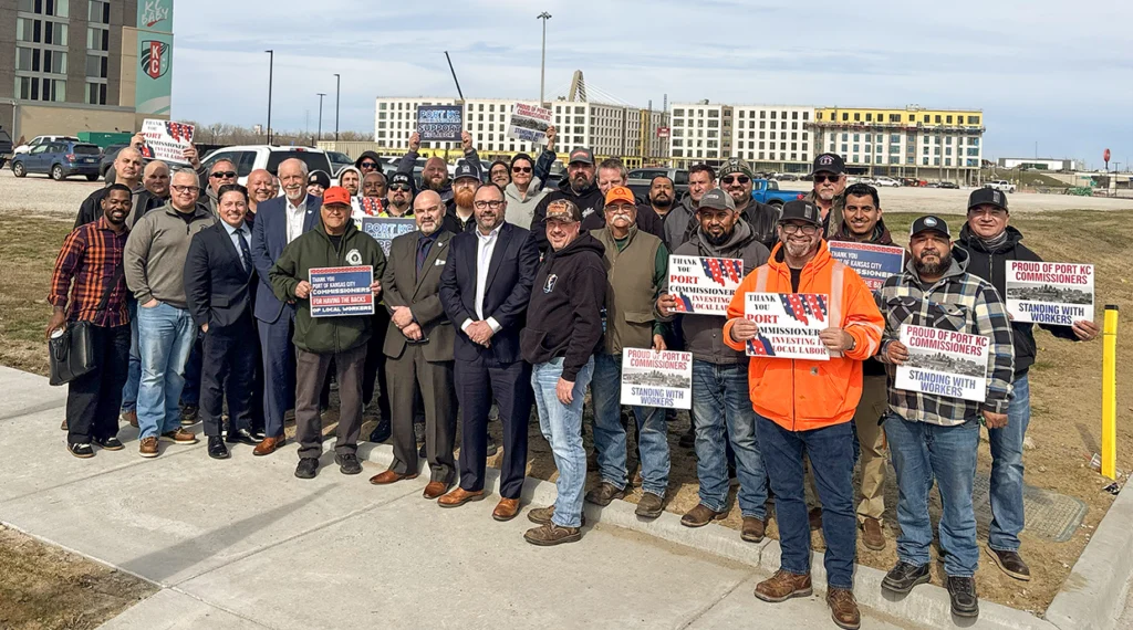 Local 124 members stand strong in support of prevailing wage requirements with the Kansas City Port Authority.