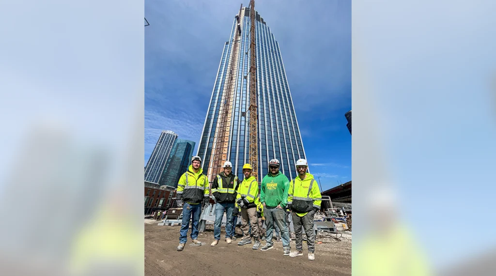 Gurtz Electric Local 134 members, from left: Adam Drozd, Josh Janeczko, Reginald Brown, Chase Johnson and Carlos Vasquez.
