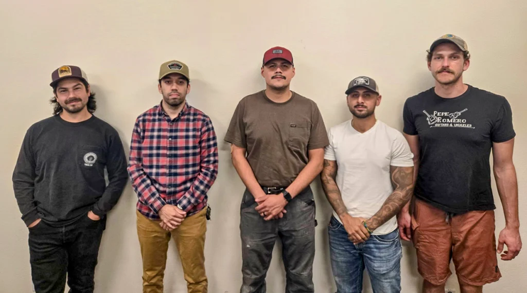 Local 234 graduates, from left: Cristian Gonzalez, Antonio “Silver” Navarrete, Miguel Mexicano, Joaquin Argueta and Andrew Vasconcellos.
