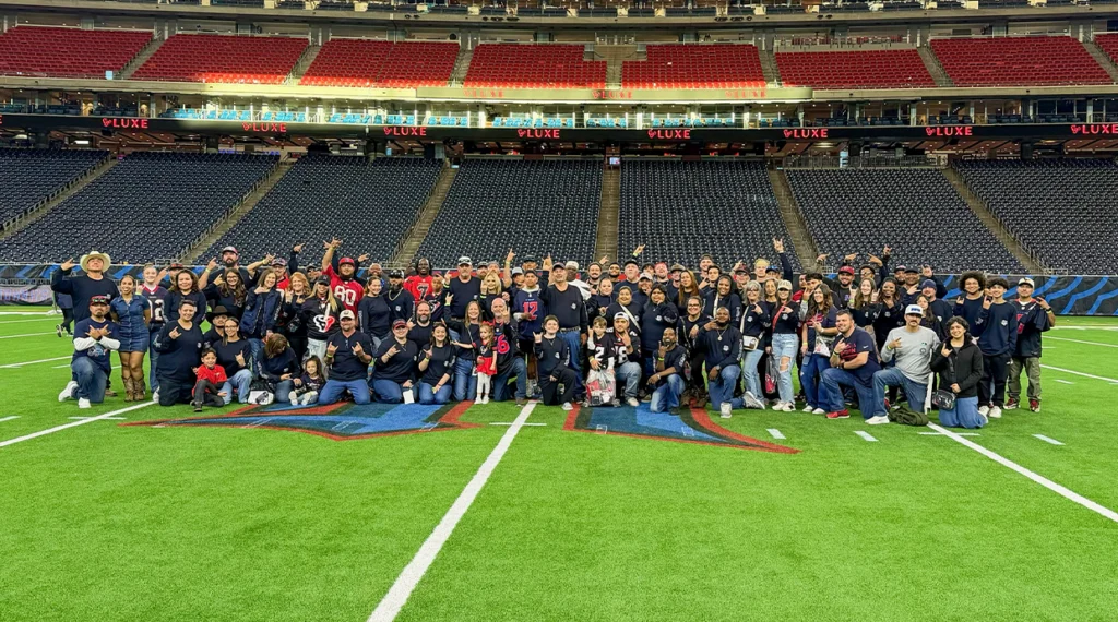 Members of Local 66 attend a member appreciation event at NRG Stadium for a Houston Texans game, celebrating fellowship and union solidarity.