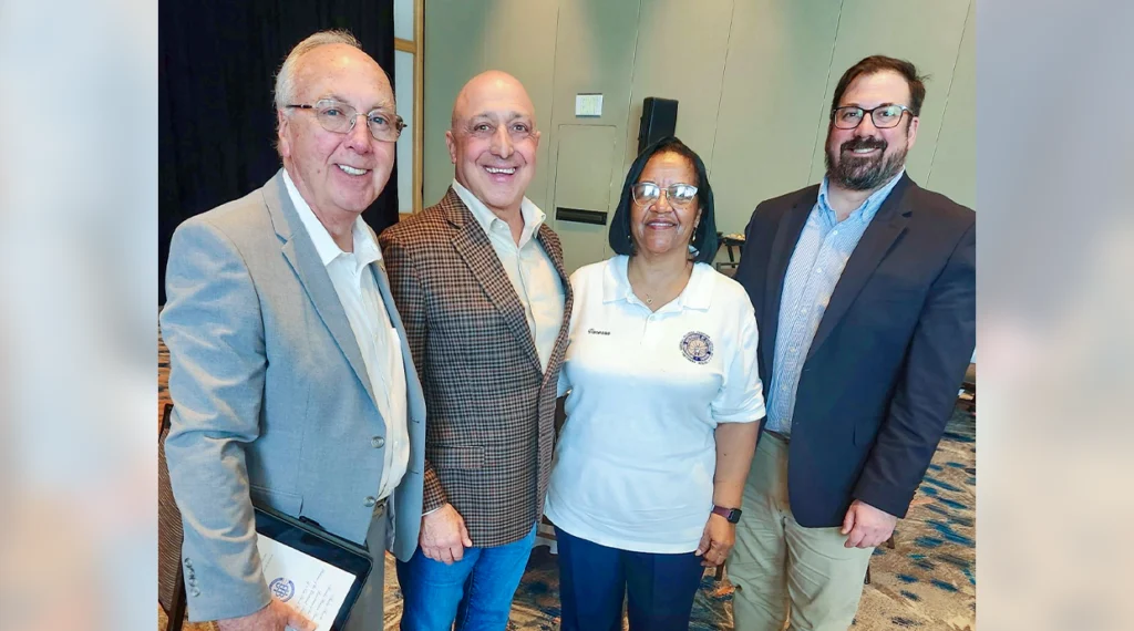 From left, retired IEC Chairman Chris Erikson Sr.; Michael Manfredi, chairman of the Local 3 Central Florida retirees; Recording Secretary Vanessa James-Foxe; and Local 3 Business Manager Chris Erikson Jr.