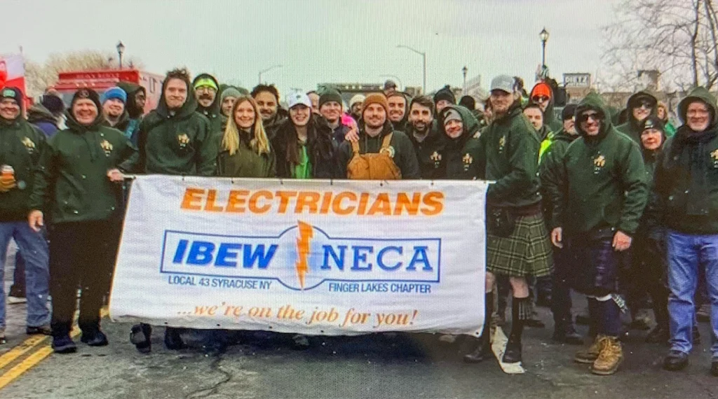 Local 43 celebrates at the Syracuse St. Patrick’s Day parade.
